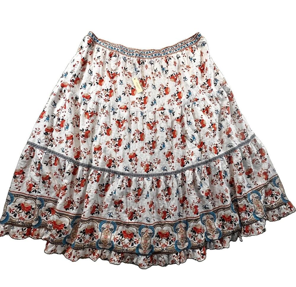 Max Studio London NWT Floral Tiered Maxi Skirt Lined Boho Cottagecore
